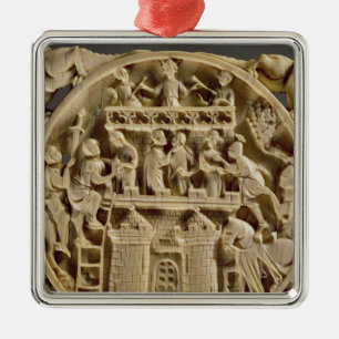 Ivory achteraan van een spiegel die de God van de Metalen Ornament