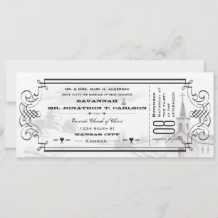 Ivory Achtergrond Zwarte Lettertype Kapel Ticket B Kaart