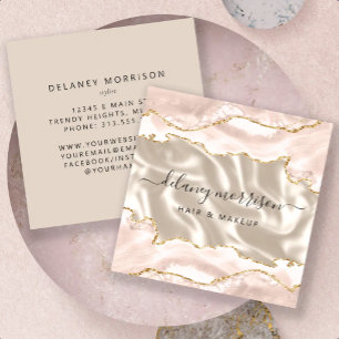 Ivory Agate Goud Glitter Luxe Vierkante Visitekaartje
