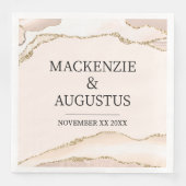 Ivory Agate & Gouden Glitter Bruid en Bruidegom Tr Servet (Voorkant)