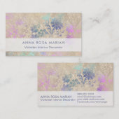 *~* Ivory Aged Blue Pink Damask Visitekaartje (Voorkant / Achterkant)