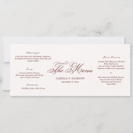 Ivory and Burgundy Wedding Menu Card Kaart