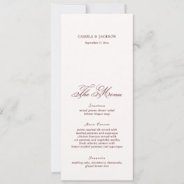 Ivory And Burgundy Wedding Menu Card Kaart