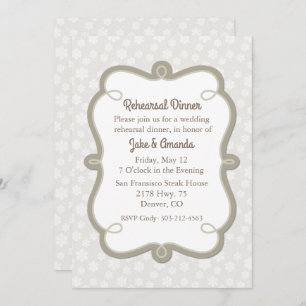 Ivory and Ecru Wedding Rehearsal Dinner Invitation Kaart