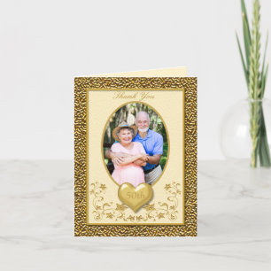 Ivory and Gold Floral 50th Hartelijk dank Bedankkaart