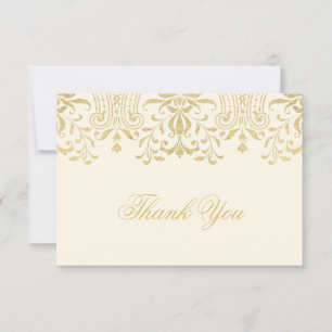 Ivory and Gold  Glamour Wedding Hartelijk dank Bedankkaart