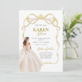 Ivory and Gold Quinceanera Invitation (Debout devant)