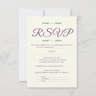 Ivory and Wreath / Boda Marfil y Corona RSVP Kaartje