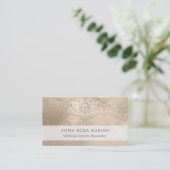 *~*  Ivory Antiek Aged Iridescent Damask Visitekaartje (Staand voorkant)