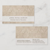 *~* Ivory Antiek-Aged Iridescent Damask Visitekaartje (Voorkant / Achterkant)