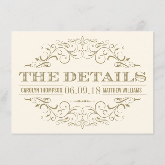 Ivory Antiek Vlaams bruiloft - Gegevens Informatiekaartje (Achterkant)