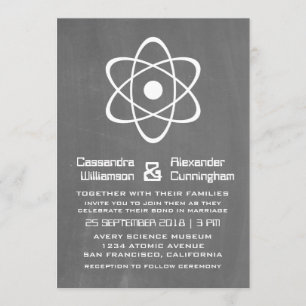 Ivory Atomic Chalkboard Wedding Invite Kaart