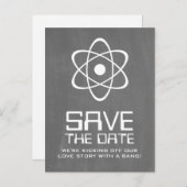 Ivory atoomalkboard Save the Date Briefkaart (Voorkant / Achterkant)