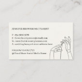 Ivory Beige Florist Handgetekend Botanisch Visitekaartje (Achterkant)