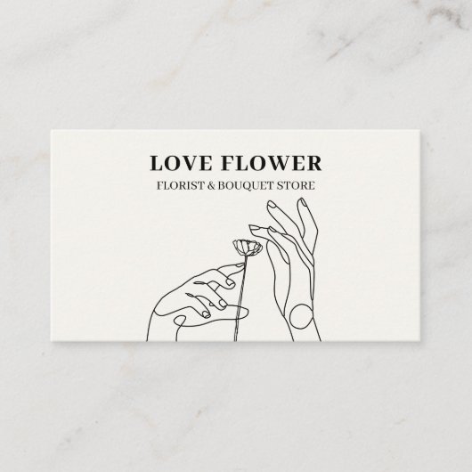 Ivory Beige Florist Handgetekend Botanisch Visitekaartje (Voorkant)