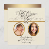 Ivory Beige Gold Photo Quinceanera Invitations (Devant / Derrière)