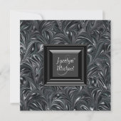 Ivory Black Blanc Marbré Mariage Invitations (Devant)