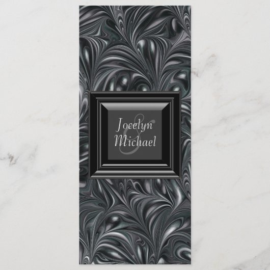 Ivory Black Blanc Marbré Programmes de mariage (Devant)