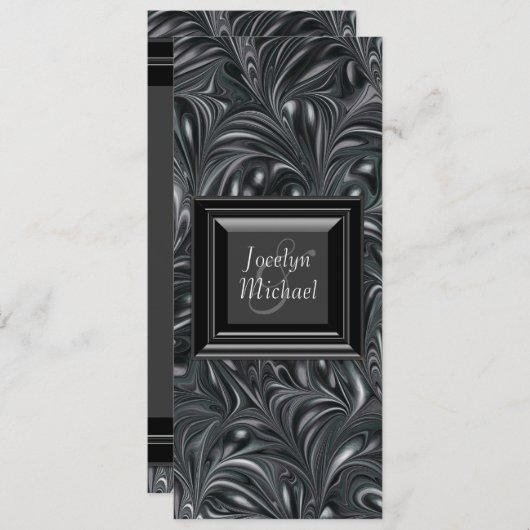 Ivory Black Blanc Marbré Programmes de mariage (Devant / Derrière)