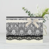 Ivory Black Elegant Lace Wedding Invitation Kaart (Staand voorkant)