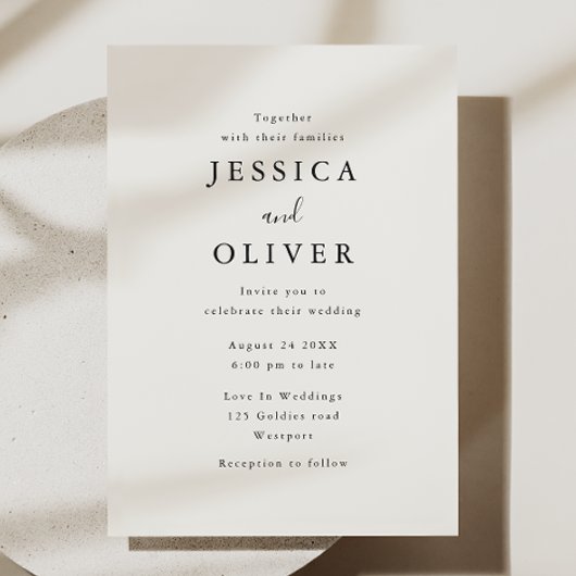 Ivory & Black Elegant Wedding Invitation