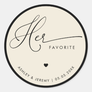 Ivory & Black Haar Favoriete Trouwcadeautje Ronde Sticker