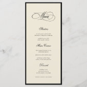 Ivory & Black Old Money Aesthetic Retro Wedding Menu (Voorkant)