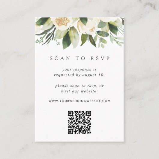 Ivory Bloom | Faire-part de mariage avec code QR f (Devant)