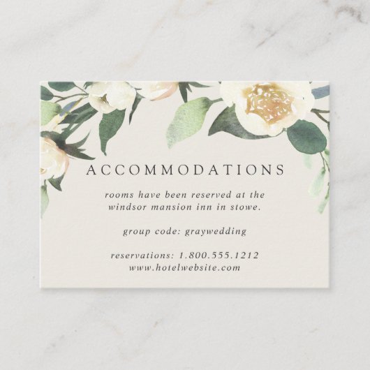 Ivory Bloom | Floral Wedding Hotel Accommodations Informatiekaartje (Voorkant)