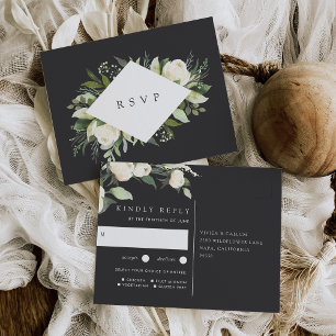 Ivory Bloom Floral Wedding Meal Choice RSVP Briefkaart