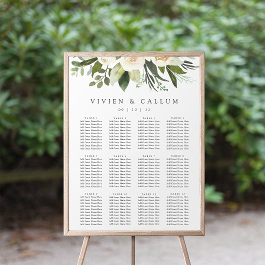 Ivory Bloom | Floral Wedding Seating Chart Poster
