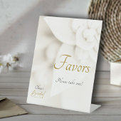 Ivory Bloom & Gold Script Bridal Shower Favors Reclamebord Met Voetstuk