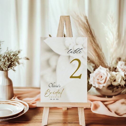 Ivory Bloom & Gold Script Bridal Shower Kaart