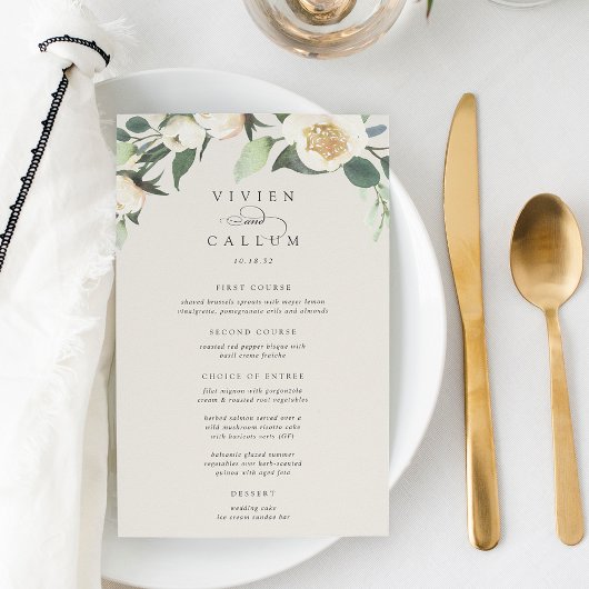 Ivory Bloom | Menu Waterverf Floral Wedding