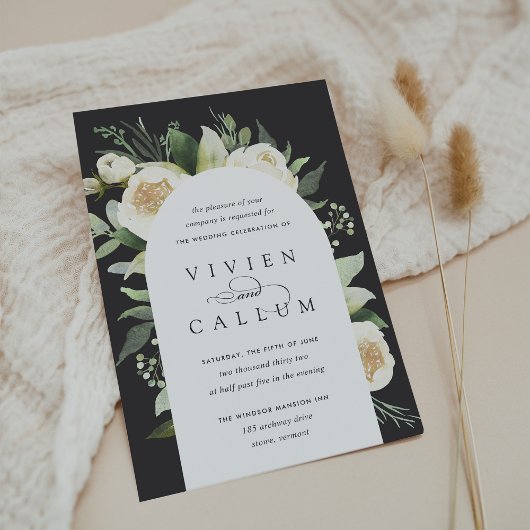 Ivory Bloom | Waterverf Floral Arch Wedding Kaart