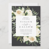 Ivory Bloom | Waterverf Floral Lijst Wedding Kaart (Voorkant)