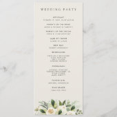 Ivory Bloom | Waterverf Floral Lijst Wedding Programma (Achterkant)