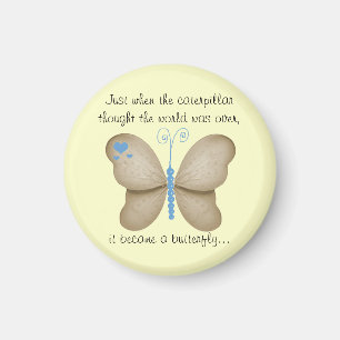 Ivory Blue Butterfly Magnet Magneet