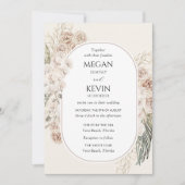 Ivory Blush Boho Floral Arch Wedding Invitation (Devant)