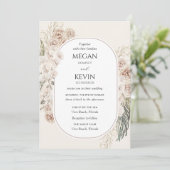 Ivory Blush Boho Floral Arch Wedding Invitation (Debout devant)