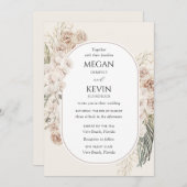 Ivory Blush Boho Floral Arch Wedding Invitation (Devant / Derrière)