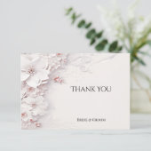 Ivory Blush Carte de remerciements floral rose (Debout devant)