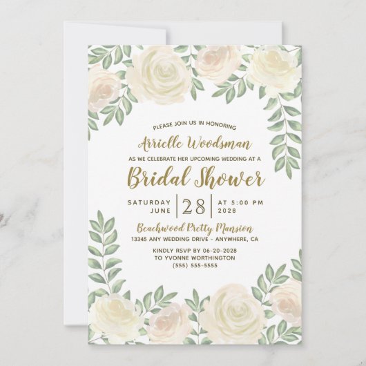 Ivory Blush Champagne Bridal Douche Invitations (Devant)