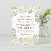 Ivory Blush Champagne Floral Wedding Invitations (Debout devant)