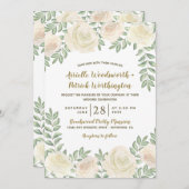 Ivory Blush Champagne Floral Wedding Invitations (Devant / Derrière)