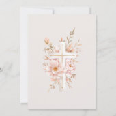 Ivory Blush Floral Cross Baptism Invitation (Dos)