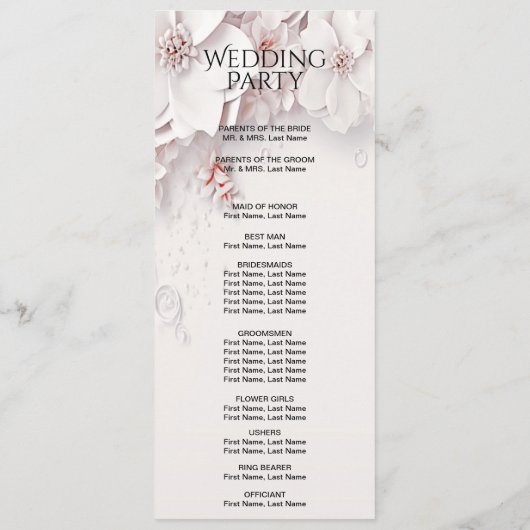 Ivory Blush Roze Bloemen Trouwprogramma Programma (Achterkant)