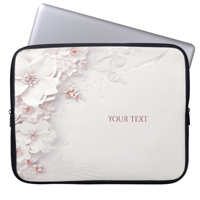 Ivory Blush Roze Floral Laptop Sleeve (Voorkant)