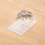 Ivory blush taupe roses pampas arch Confirmation Acryl Uitnodigingen (Laagn)