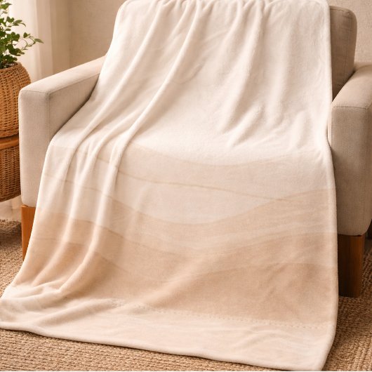 Ivory Blush Waves Fleece Blanket Deken